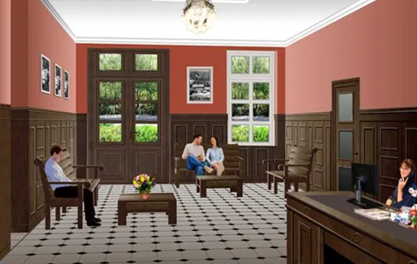 Foyer mit Rezeption, Visualisierung